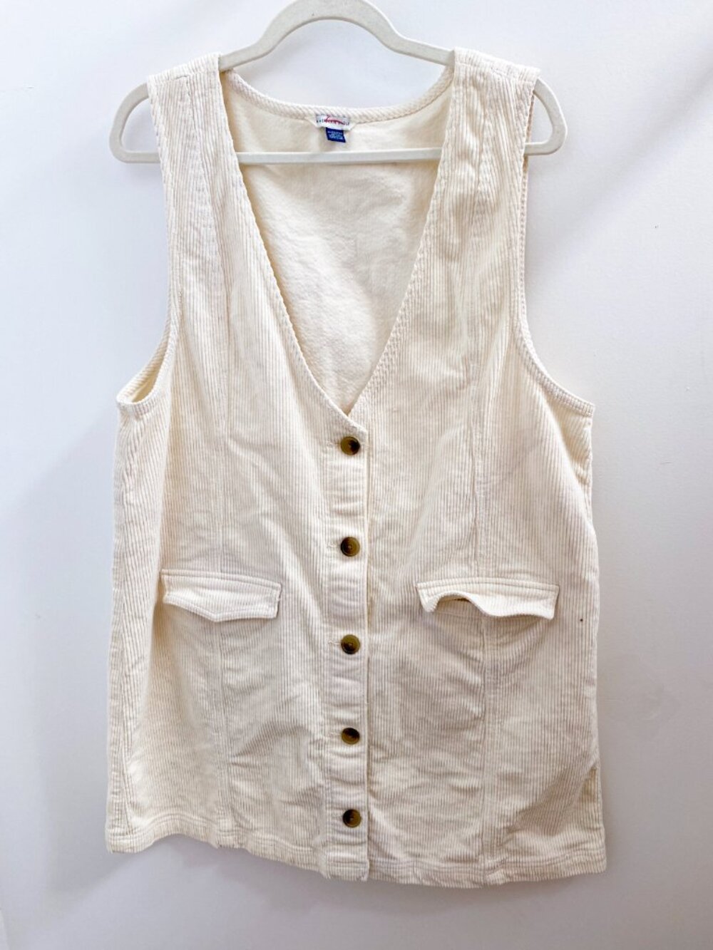 American Eagle Cream Corduroy Pinafore Dress - Size XLarge